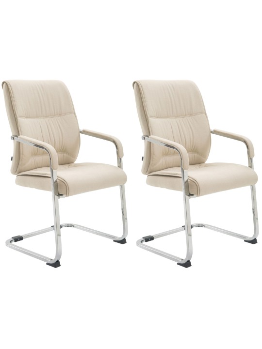 Conjunto de 2 sillas voladizas XL tela Anubis, crema