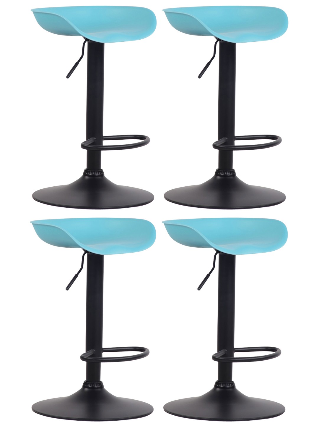 Juego de 4 taburetes de bar Anaheim plástico negro, azul
