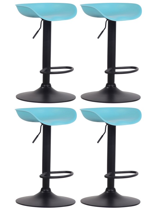 Juego de 4 taburetes de bar Anaheim plástico negro, azul