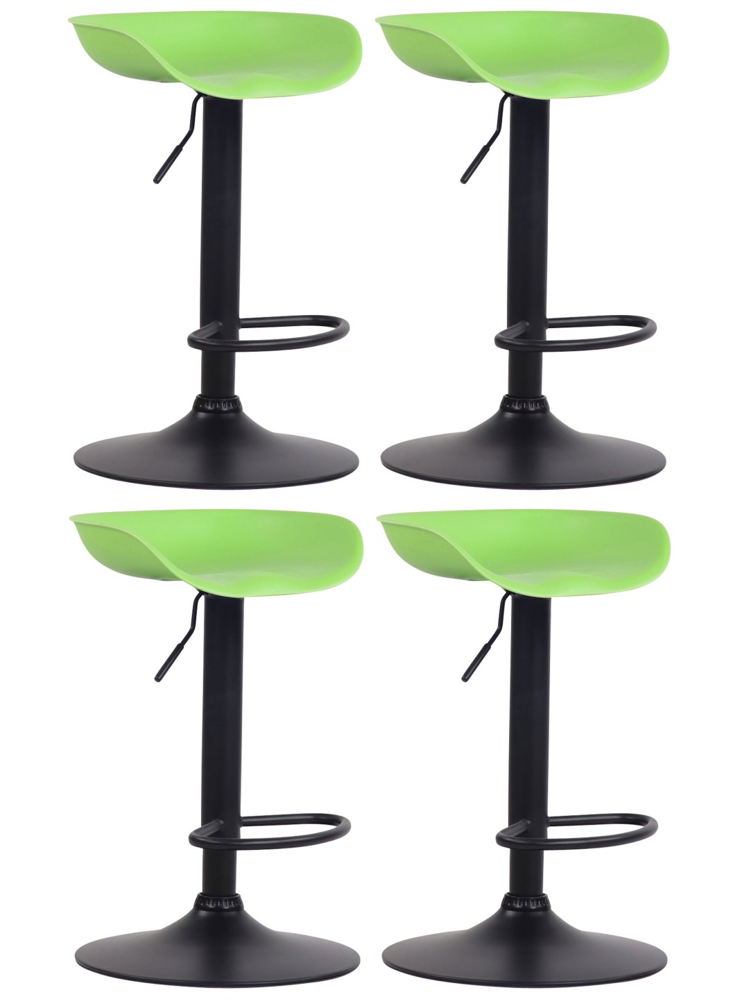 Juego de 4 taburetes de bar Anaheim plástico negro, verde
