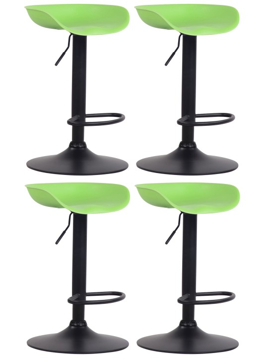 Juego de 4 taburetes de bar Anaheim plástico negro, verde Juego de 4 taburetes de bar Anaheim plástico negro, verde