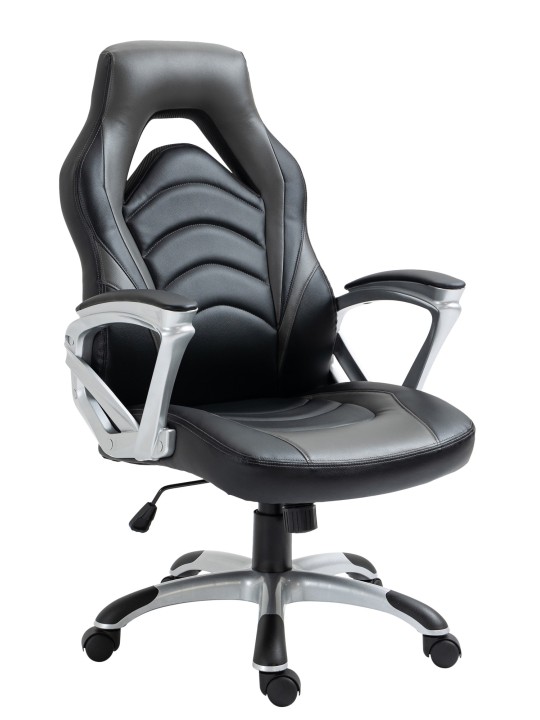 Silla de oficina Foxton piel sintética, negro/gris