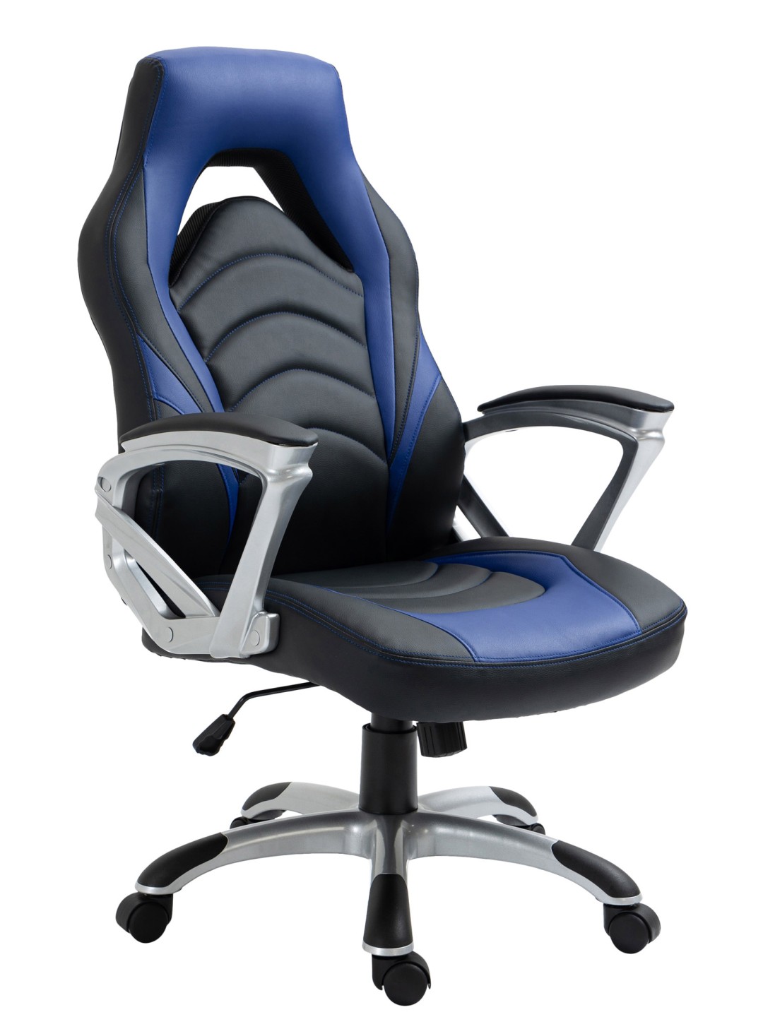 Silla de oficina Foxton piel sintética, negro/azul