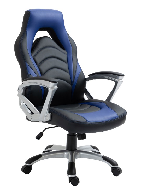 Silla de oficina Foxton piel sintética, negro/azul Silla de oficina Foxton piel sintética, negro/azul