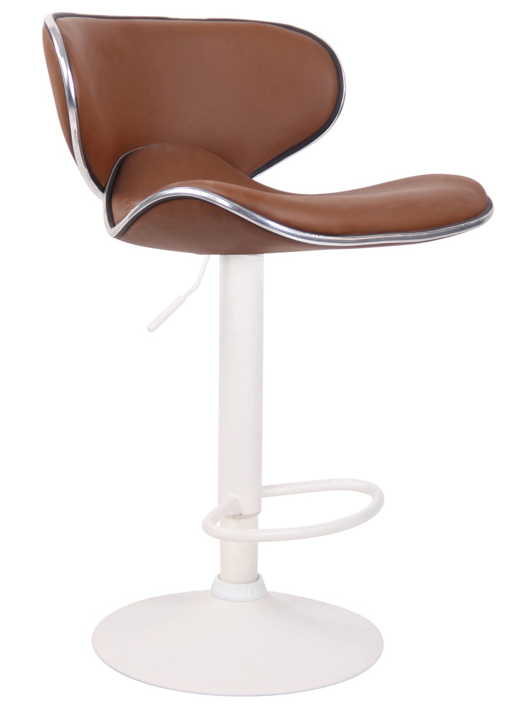 Juego de 2 taburetes de bar Las Vegas V2 de piel sintética, marrón claro