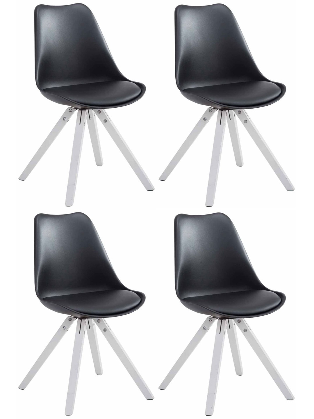 Conjunto de 4 sillas Toulouse polipiel Square, negro