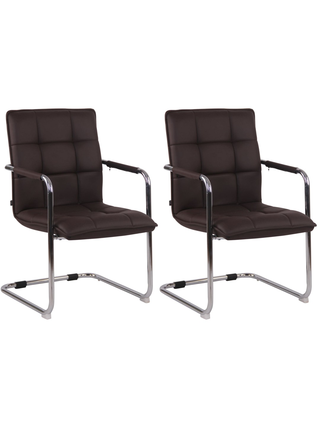 Juego de 2 sillas de visita Gandia polipiel cromada, marrón