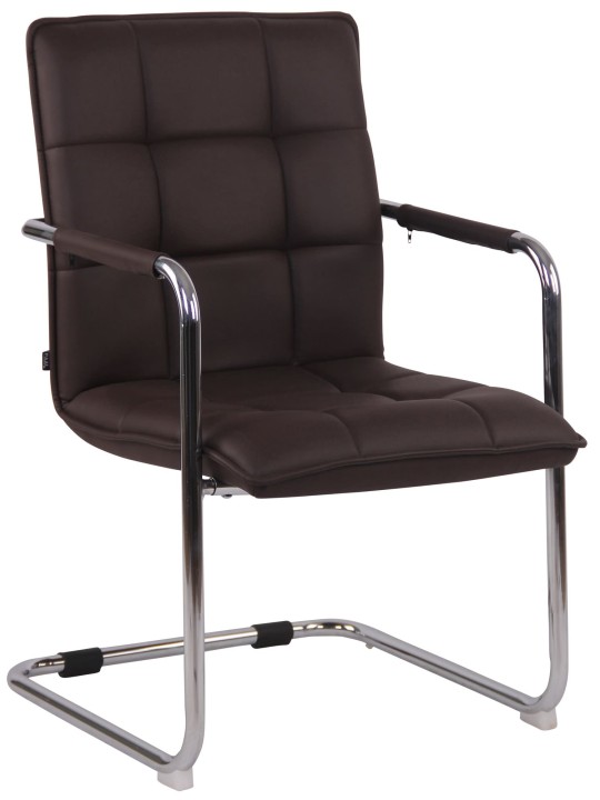 Juego de 2 sillas de visita Gandia polipiel cromada, marrón Juego de 2 sillas de visita Gandia polipiel cromada, marrón