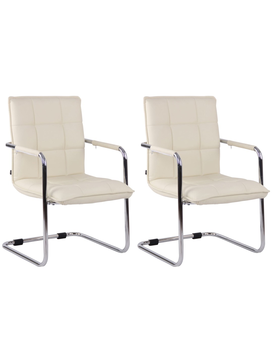 Juego de 2 sillas de visita Gandia polipiel cromada, crema