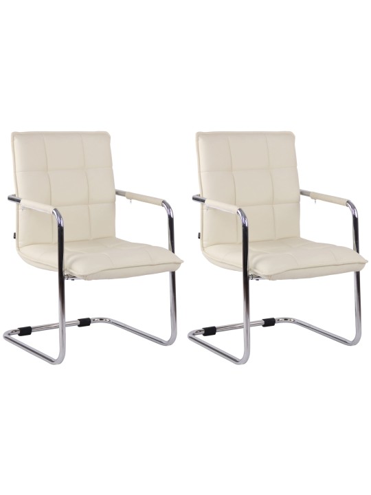 Juego de 2 sillas de visita Gandia polipiel cromada, crema Juego de 2 sillas de visita Gandia polipiel cromada, crema