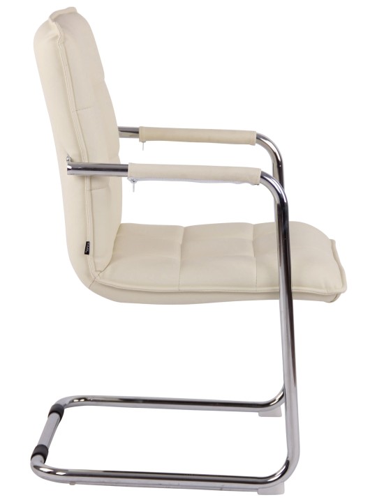 Juego de 2 sillas de visita Gandia polipiel cromada, crema Juego de 2 sillas de visita Gandia polipiel cromada, crema