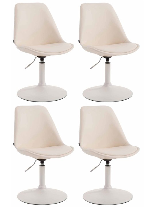 Juego de 4 sillas de comedor Maverick W polipiel, crema