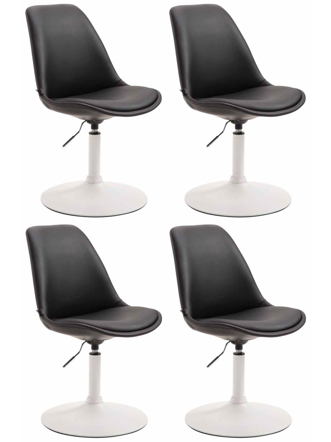 Juego de 4 sillas de comedor Maverick W polipiel, negro