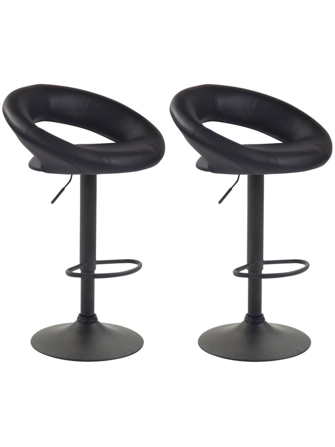 Juego de 2 taburetes de bar Olinda de piel sintética, negro