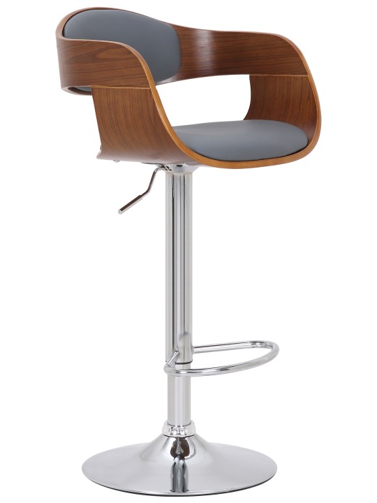 Juego de 2 taburetes de bar Kingston C piel sintética, nogal/gris