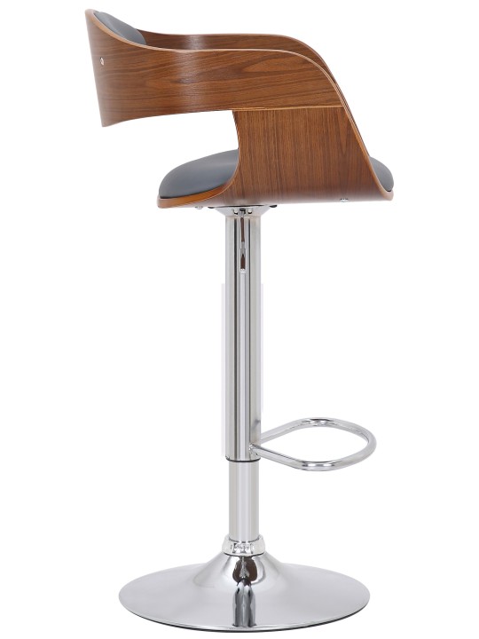 Juego de 2 taburetes de bar Kingston C piel sintética, nogal/gris