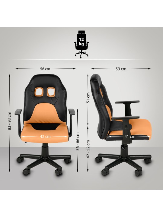 Diversión en silla de oficina para niños, negro/naranja