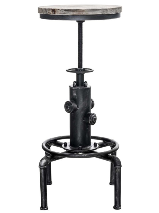 Juego de 2 taburetes de bar Lumos, madera, plata antigua