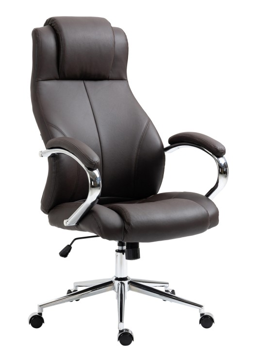 Silla de oficina Salford de cuero genuino, marrón