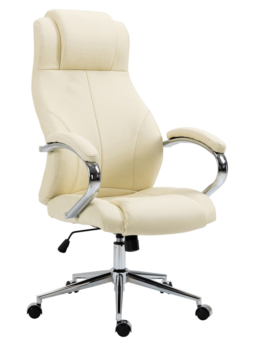 Silla de oficina Salford de cuero genuino, crema