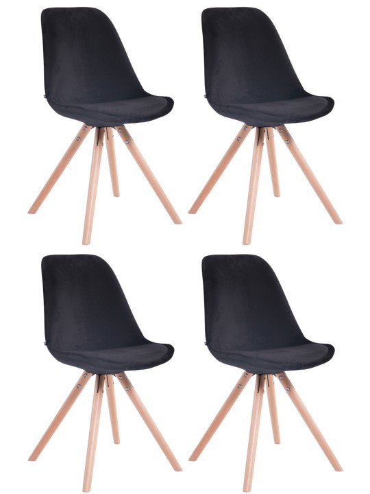 Conjunto de 4 sillas Toulouse terciopelo redondas natural, negro