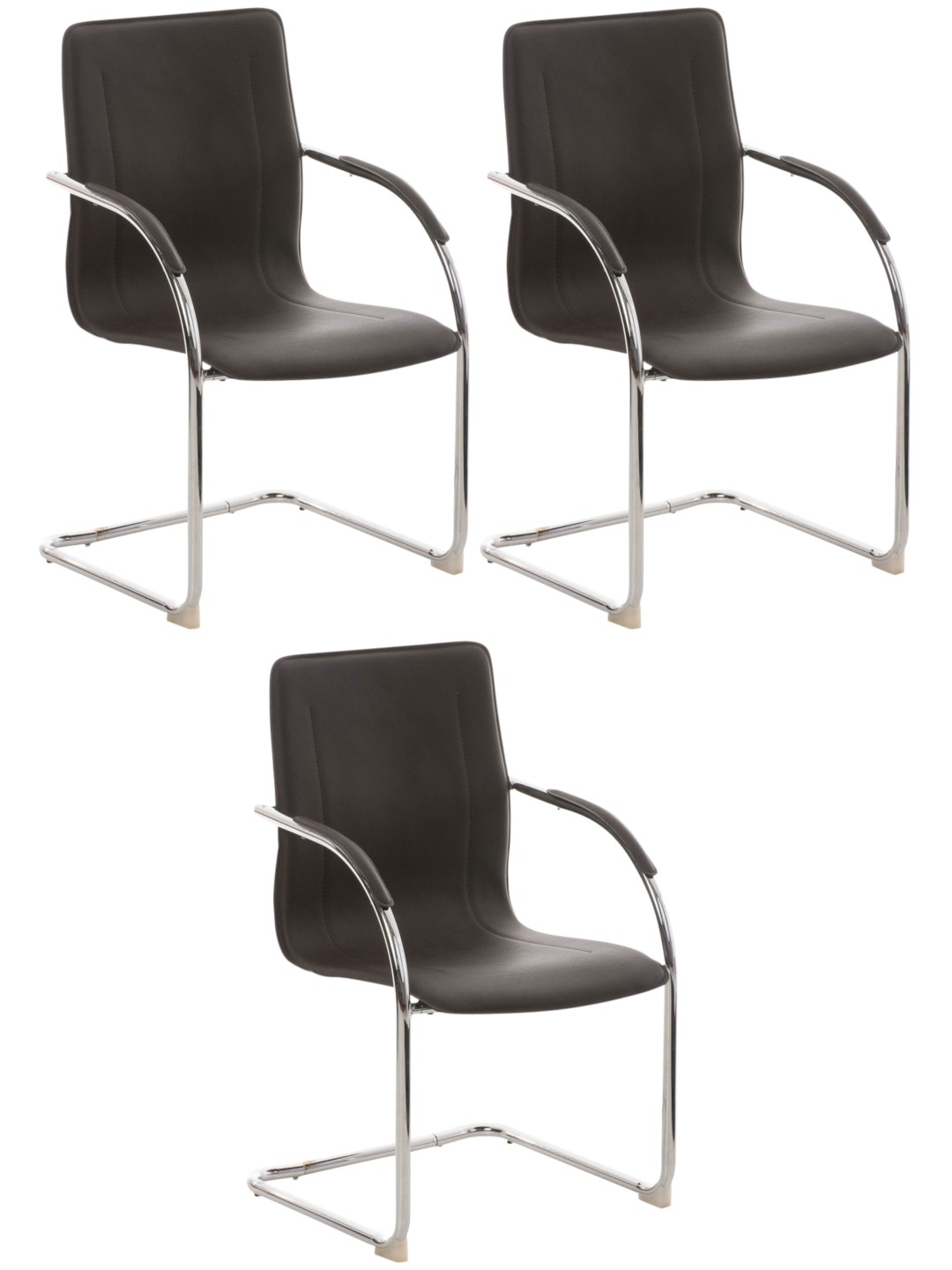 Conjunto de 3 sillas Melina, marrón