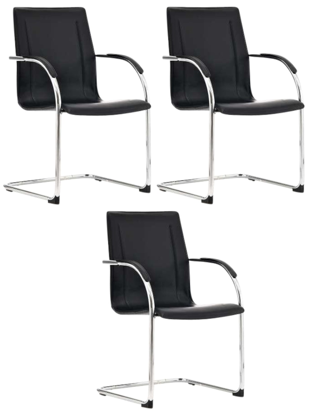 Conjunto de 3 sillas Melina, negro