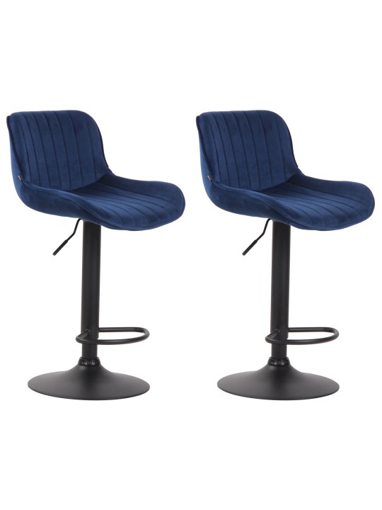 Juego de 2 taburetes de bar Lentini terciopelo, azul Juego de 2 taburetes de bar Lentini terciopelo, azul