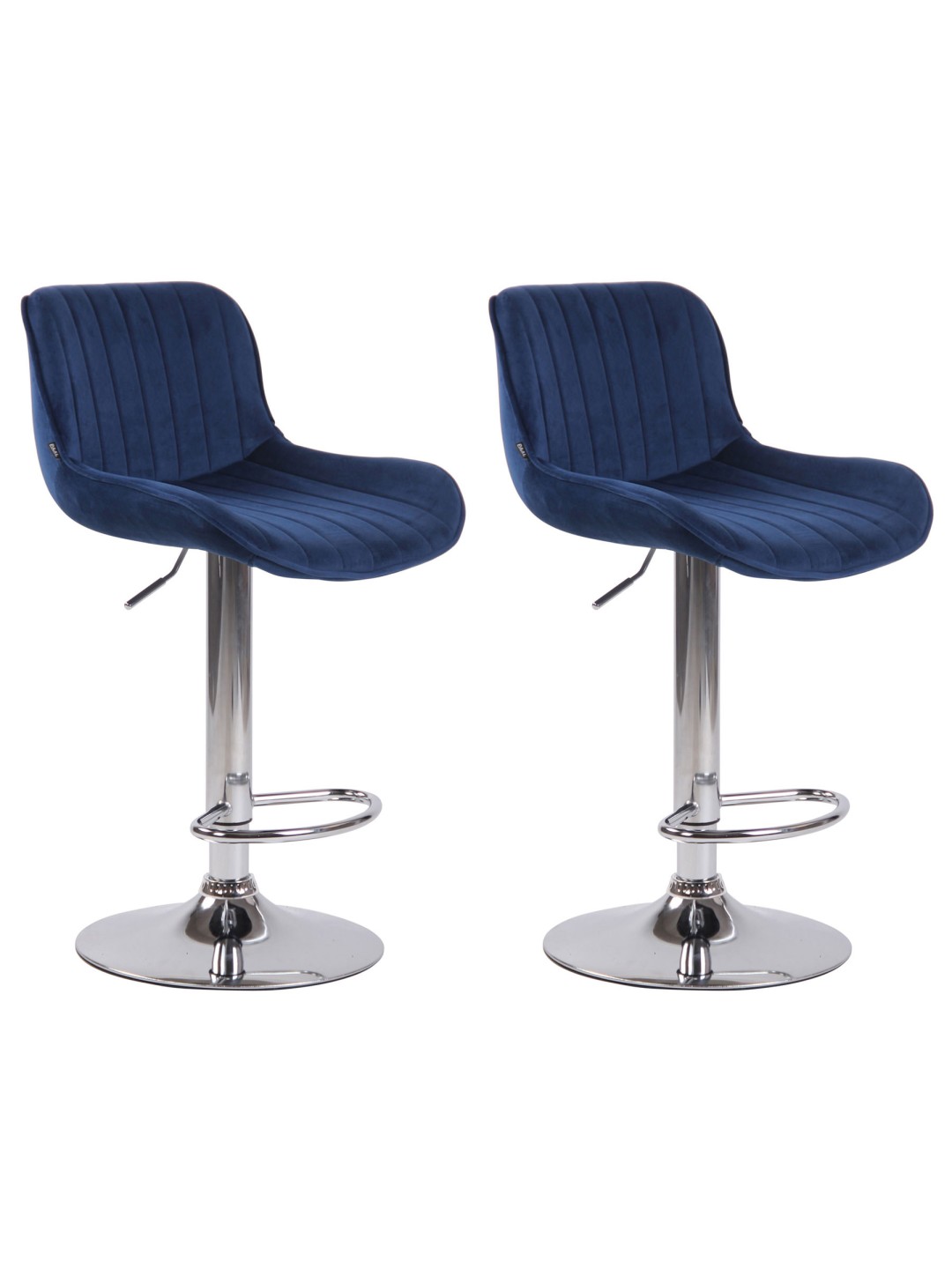 Juego de 2 taburetes de bar Lentini terciopelo cromado, azul