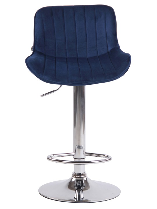 Juego de 2 taburetes de bar Lentini terciopelo cromado, azul