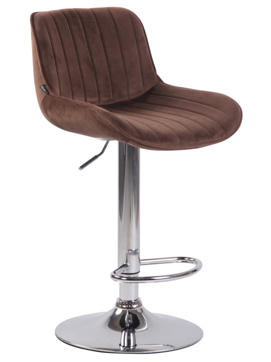 Juego de 2 taburetes de bar Lentini terciopelo cromado, marrón