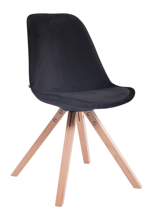 Conjunto de 4 sillas Toulouse terciopelo cuadrado natura, negro