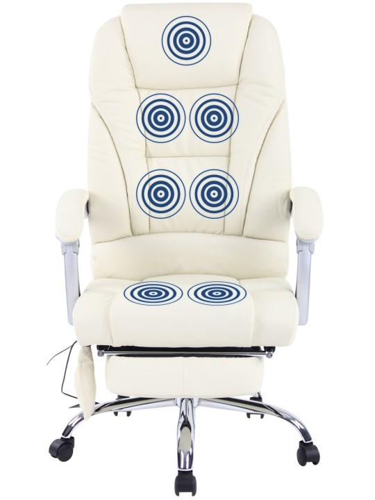 Silla de oficina Pacific de cuero genuino con función de masaje, crema