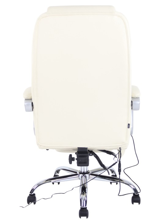 Silla de oficina Pacific de cuero genuino con función de masaje, crema