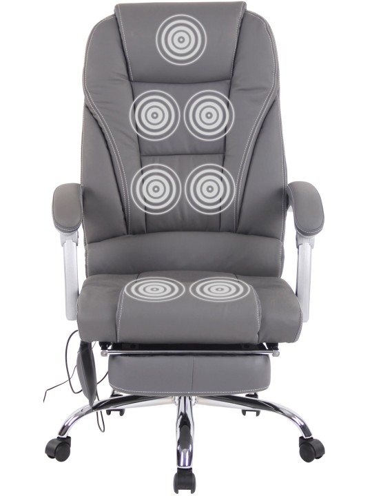 Silla de oficina Pacific de cuero genuino con función de masaje, gris