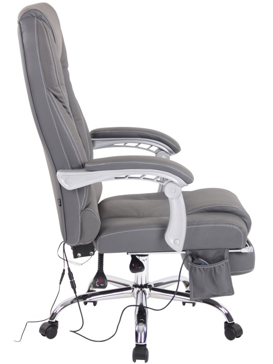 Silla de oficina Pacific de cuero genuino con función de masaje, gris