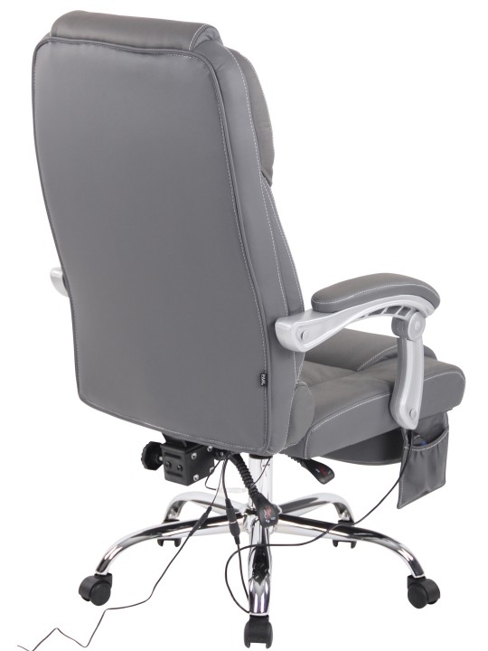Silla de oficina Pacific de cuero genuino con función de masaje, gris