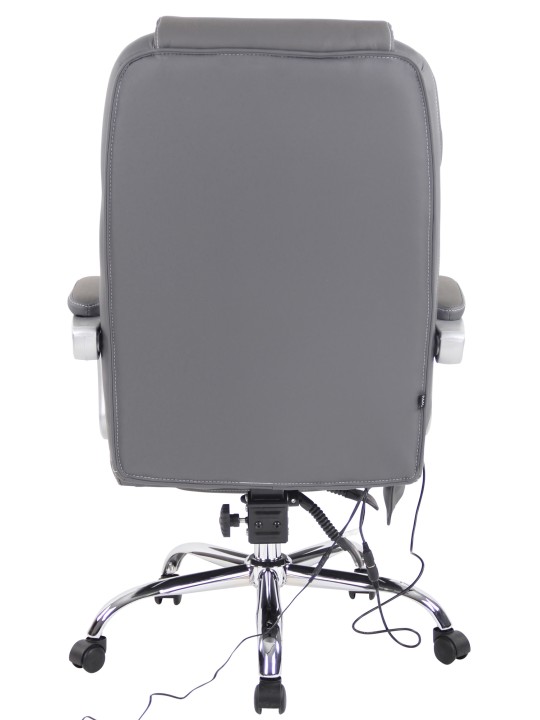 Silla de oficina Pacific de cuero genuino con función de masaje, gris