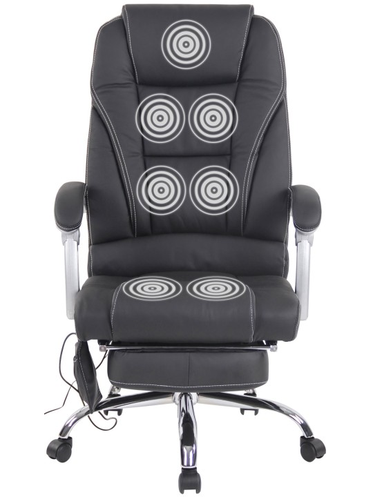 Silla de oficina Pacific de cuero genuino con función de masaje, negro
