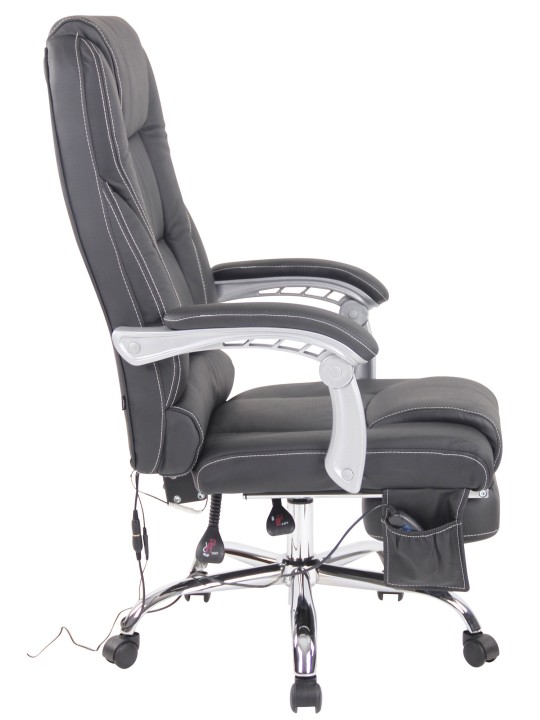 Silla de oficina Pacific de cuero genuino con función de masaje, negro