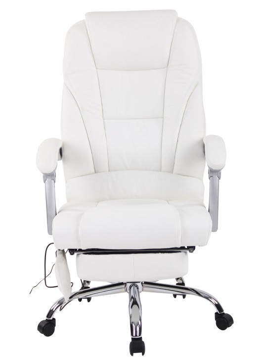 Silla de oficina Pacific de cuero genuino con función de masaje, blanco