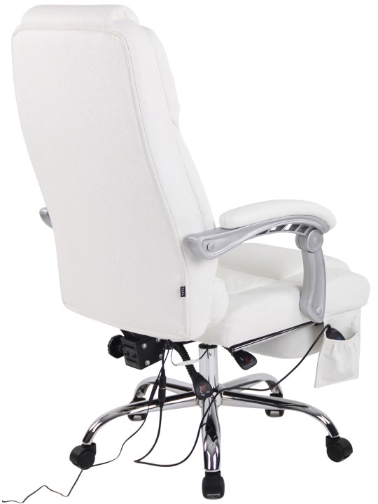 Silla de oficina Pacific de cuero genuino con función de masaje, blanco