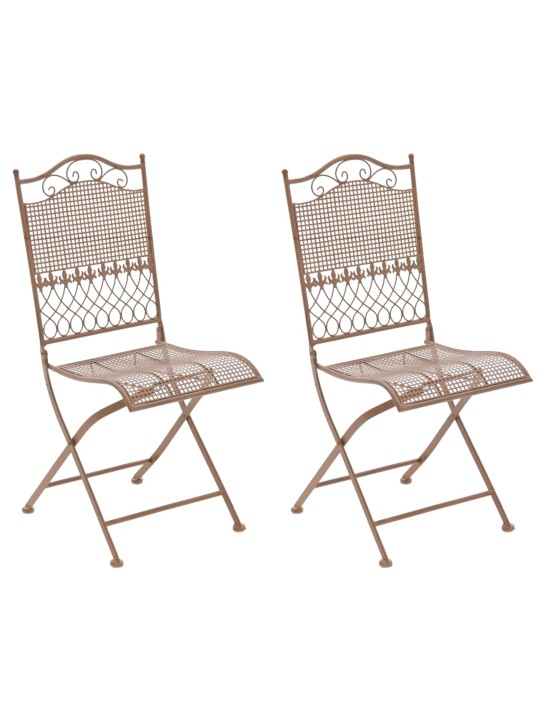 Juego de 2 sillas de jardín Kiran, marrón antiguo