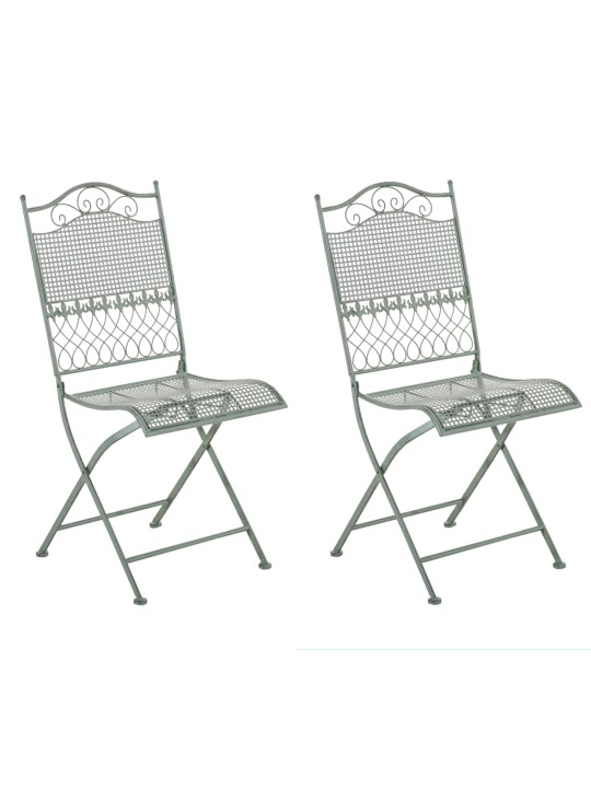 Juego de 2 sillas de jardín Kiran, verde antiguo