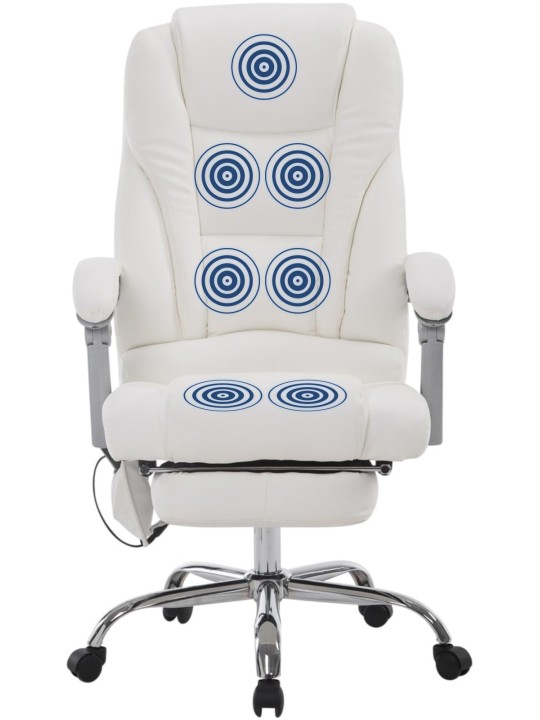Silla de oficina Pacific con función de masaje, blanco