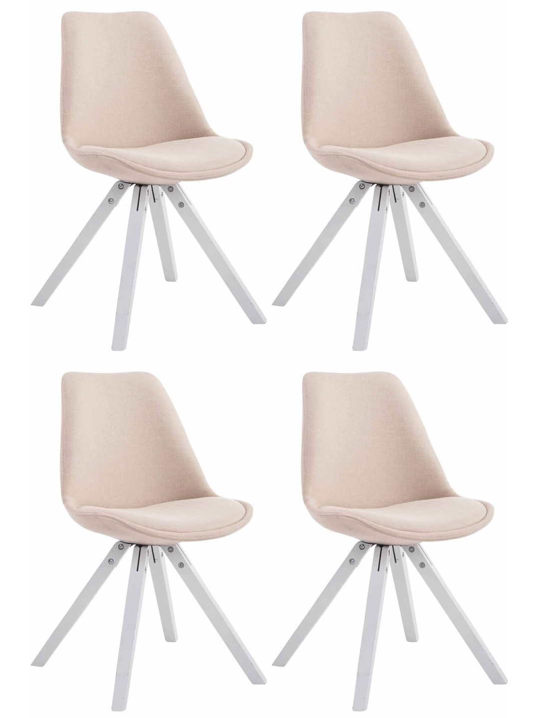 Juego de 4 sillas de visita tela Toulouse Square, crema