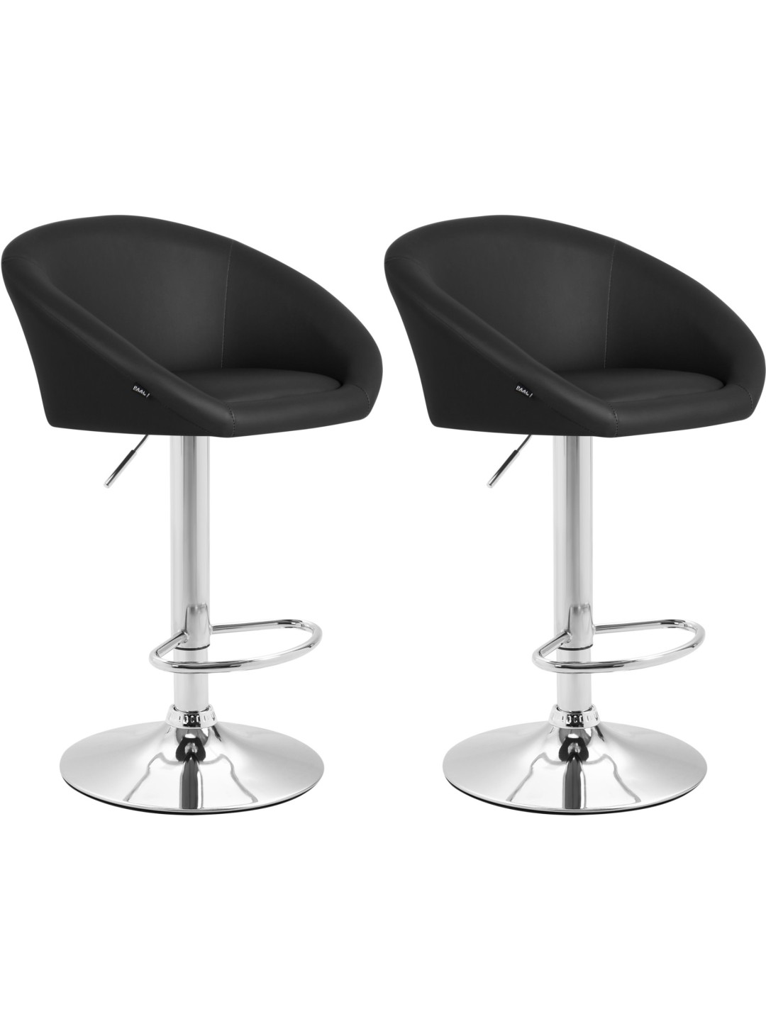 Juego de 2 taburetes de bar Miami V2 piel sintética C, negro