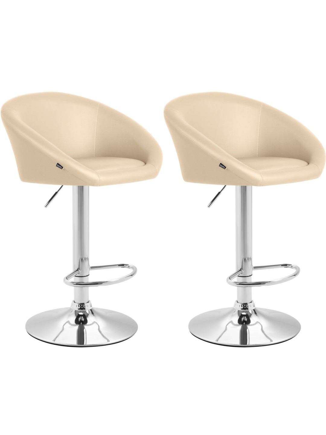 Juego de 2 taburetes de bar Miami V2 piel sintética C, crema