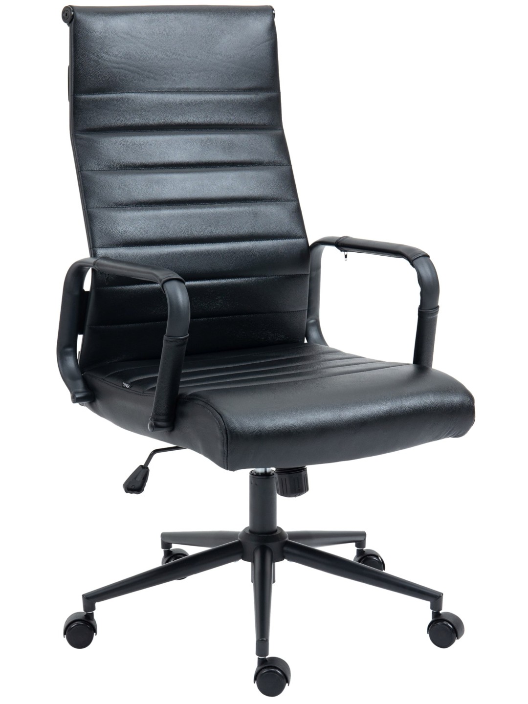 Silla de oficina Columbus cuero auténtico, negro/negro