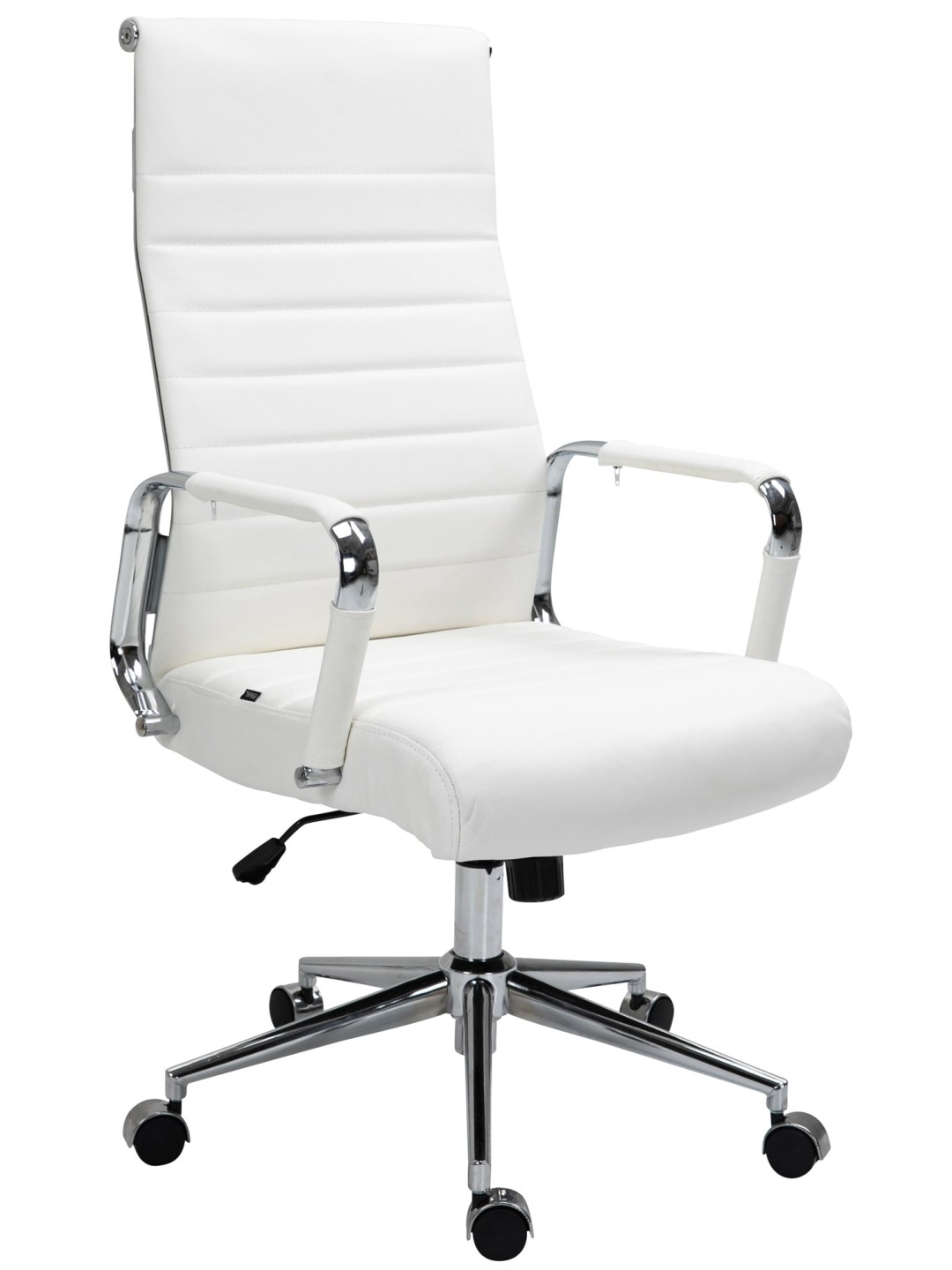 Silla de oficina Columbus cuero auténtico, blanco